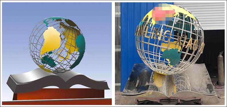 不銹鋼地球，景觀地球雕塑，學(xué)校地球儀擺件