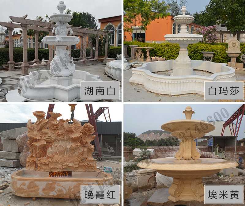 大理石景觀噴泉材質(zhì)，石雕噴泉工廠，定制大理石景觀噴泉