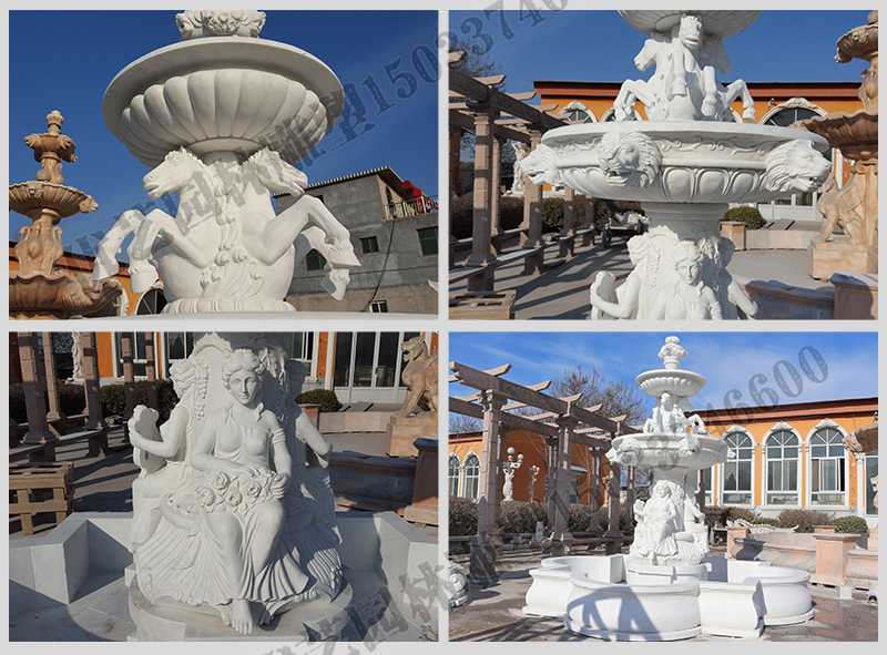 大理石噴泉，歐式人物動物噴泉，室外景觀噴泉定制