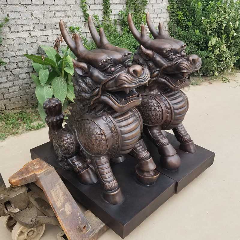 銅麒麟雕塑，銅麒麟擺件，鎮(zhèn)宅風水麒麟