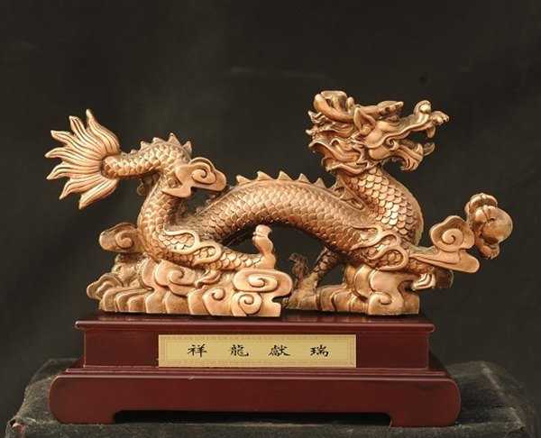 景觀雕塑定制，銅龍擺件