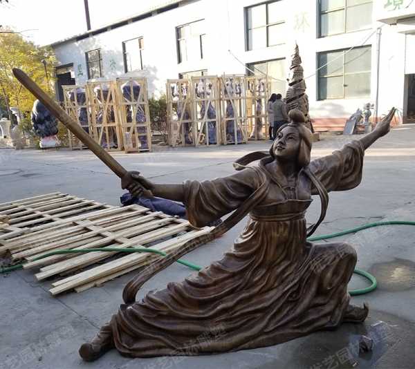 盛唐舞劍第一人——公孫大娘，銅人物雕塑